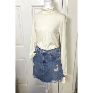 Anthropologie Women's Ivory Blouse Turtleneck 100% Cotton Size Medium NWT